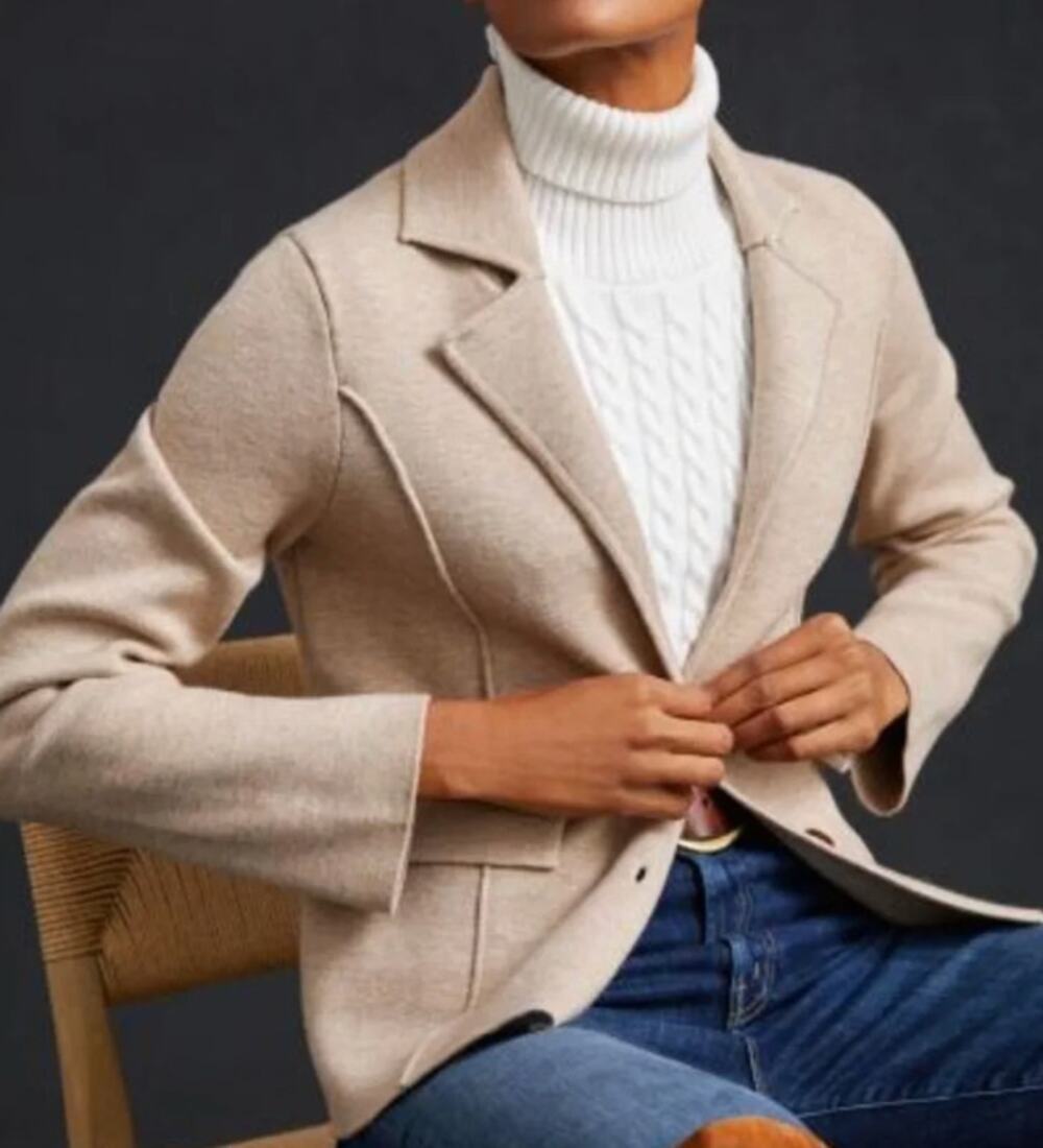Anthropologie Tan Sweater blazer two buttons. Xsmall. NWT